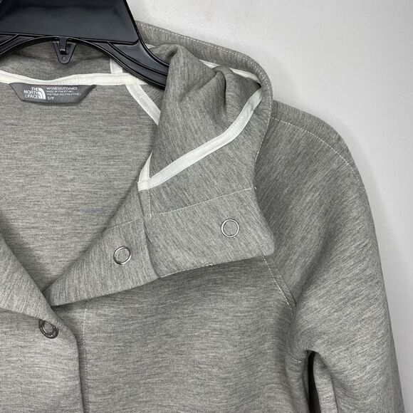 NORTH FACE Womens Neo Thermal Snap Hoodie Jacket EUC Heather Gray Knit Small S - Picture 7 of 12